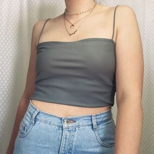 VINTAGE Dainty Silk Crop Tank Top